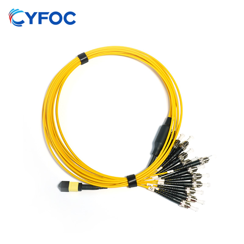 OS2 12芯 MPO/MTP® APC（母头）转12 ST单工 UPC 单模分支跳线 极性A