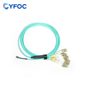 OM3 12芯MT UPC（母头）转6 LC双工 UPC 多模分支跳线 极性B