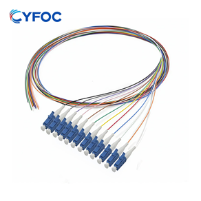 LC UPC，12芯，无护套，OS2单模尾纤，PVC，0.9毫米，12色